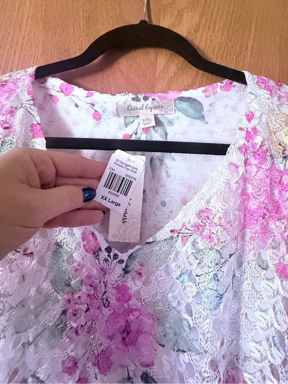 NWT Pink/blue/green/yellow Floral Lace V-Neck layered Blouse